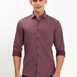 Allen Solly Maroon Cotton Slim Fit Printed Shirt-picture-11