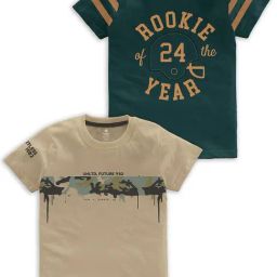 Codez Kids Beige & Green Printed T-Shirt (Pack Of 2)-image-31