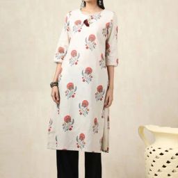 Soch Beige Linen Regular Fit Floral Print Kurtas-image-44