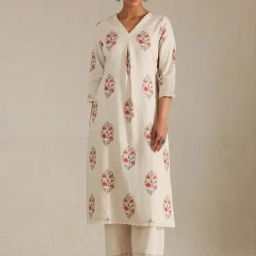 Soch Beige Linen Regular Fit Printed Kurtas-image-16