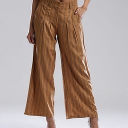 W Women Brown Striped Palazzos-image-40