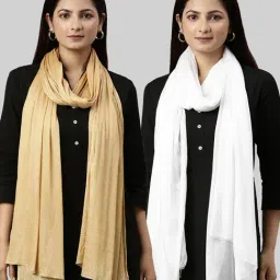 TWIN BIRDS Gold & White Dupatta - Pack of 2-image-5