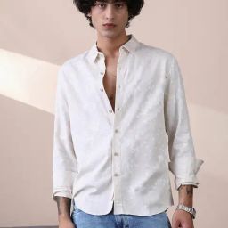 Campus Sutra Daisy White Splatter Self-Texture Shirt-picture-22