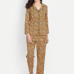 IX IMPRESSION Women Yellow & Black Printed Night suit-image-38
