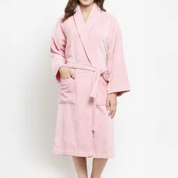 MYTRIDENT Women Pink Solid Bath Robe-image-29