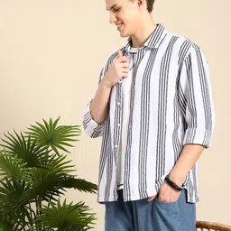 Mast & Harbour Opaque Striped Relaxed Fit Casual Shirt-picture-32