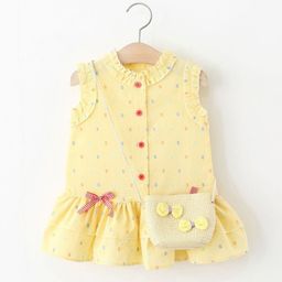 StyleCast x Revolte Girls Self Design Round Neck Gathered or Pleated Cotton A-Line Dress-image-91
