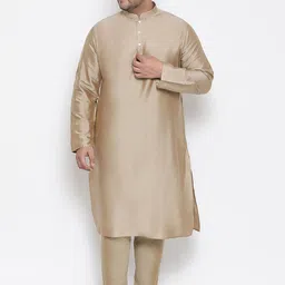 KISAH PLUS Men Brown Solid Kurta with Churidar-28