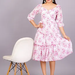 BAESD Women Fit & Flare Layered Midi Dress-image-37
