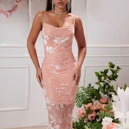 StyleCast Women Floral Embellished Sequined Georgette Shoulder Straps Bodycon Midi Dress-picture-30