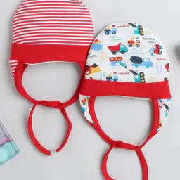 BUMZEE Infant Boys Pack Of 2 Printed Cotton Beanies-14