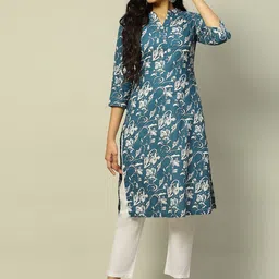 Rangriti Women Floral Printed Flared Sleeves Sequinned Kurta-image-94