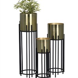 Royaloak Brown & Black Metal Floor Planter With Stand-image-29