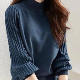 StyleCast Women High Neck Ribbed Sleeve Knit Pullover-picture-10