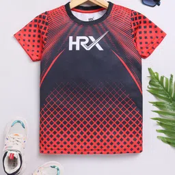 HRX by Hrithik Roshan Boys Brand Logo Printed Rapid-Dry T-shirt-picture-27