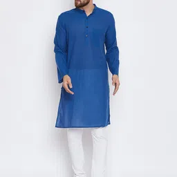 even Men Blue Solid Straight Kurta-image-67