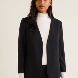 MANGO Women Black Solid Open-Front Formal Blazer-picture-44