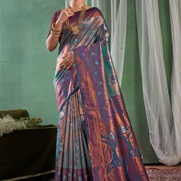 Areca Designer Ethnic Motifs Zari Woven Design Pure Silk Banarasi Saree-image-96