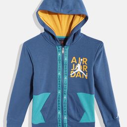 Jordan Boys Blue Brand Logo Printed Hooded Sweatshirt-image-26