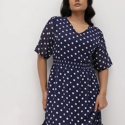 The Roadster Lifestyle Co. Plus Size Polka Dot Print A-Line Midi Dress-18