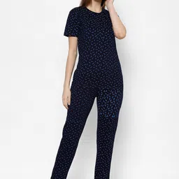 VIMAL JONNEY Women Navy Blue Printed Night Suit-image-37