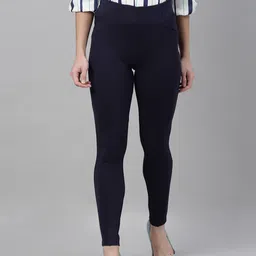 Vero Moda Women Navy Blue Solid Ankle Length Treggings-image-59