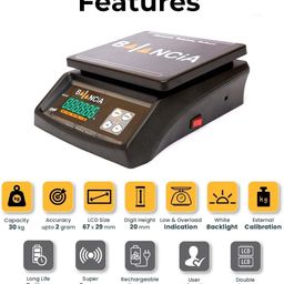 nac global: it's exactly what you need Nac Global® Electric Compact Scale With dual LED Display, Weighing Double Display with Heavy Duty Weight Machine For Kitchen Shop Power Adapter electronic weighing scale Made In India 30kg with 2gm accuracy (Black) image 3