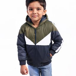 Babyhug Full Sleeves Color Block Hooded Jacket- Multicolor-image-54