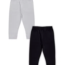 Kiddopanti Pack Of 2 Solid Capri Leggings - Black White-picture-23