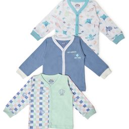 Mi ArcusCotton Full Sleeves Sea Theme Printed Jhablas Pack of 3 White & Blue-image-68