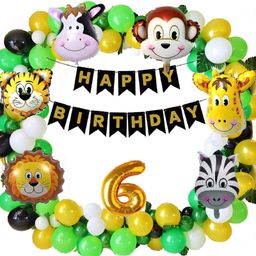 Bubble Trouble Balloons  6 Year Birthday Decoration Animal foil Balloons - Pack of 78-image-90