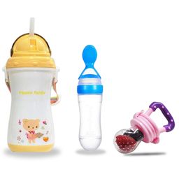 Chinmay Kids Soft Straw Feeding Sipper Anti Spill for Kids With Fruit Feeder And Soother - Made of Food-Grade Material, 100% free of BPA (Yellow-Blue-Pink)-image-48