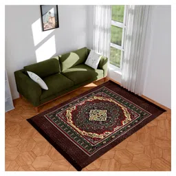 Kuber Industries Carpet  Velvet Carpet-Rug for Home Décor  Carpet Rug for Bedroom  Printed Carpet for Living Room  Prayer-Yoga Mat  Carpet for Hall  6.5x7.5 Ft  Brown-picture-30