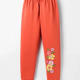 Tango Knit Full Length Floral Printed Fleece Pant - Rust Orange-picture-8