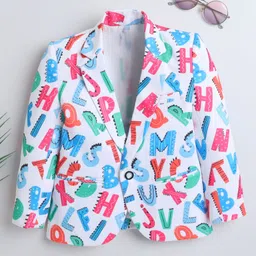 Ministitch Full Sleeves Alphabets Printed Blazer - Multi Colour-picture-3