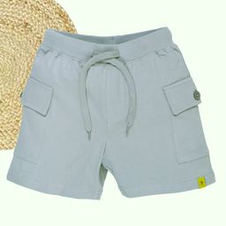 Kiddopanti Cotton Solid Cargo Shorts - Steel Grey-image-98