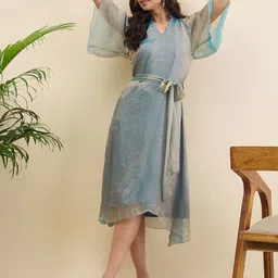 ANJIR Women Solid A-Line Midi Dress-image-1