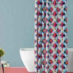 ArtzFolio Grey & Blue Printed Water Proof Shower Curtain-99