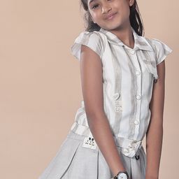 V-Mart Girls Striped Short Sleeves Shirt with Skirt-picture-25