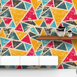 ArtzFolio Printed UV-Resistant Anti-Bacterial Grunge Triangle Peel & Stick Wallpaper-image-96