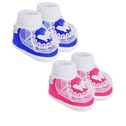 NESKA MODA Kids-Unisex Blue Cotton Booties-picture-22