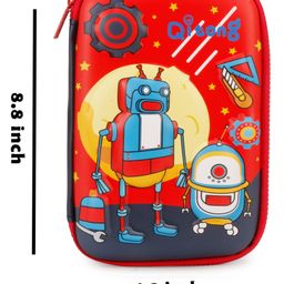 Little Hunk Robot Design Pencil Case, Water-Proof, Double Layer Storage, 8.8 x 6.3 inches, Red with Blue Robot Pattern' (24 x 16 x 5.5 CM) image 3