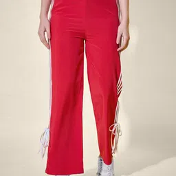 QIOA Women Relaxed Fit High-Rise Wrinkle Free Flat-Front Regular Trousers-image-29