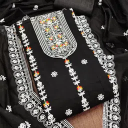 SHADOW & SAINING Floral Embroidered Chanderi Cotton Unstitched Dress Material-image-10