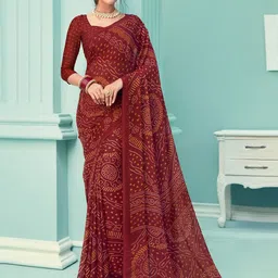 LeeliPeeri Designer Bandhani Poly Chiffon Designer Saree-picture-16