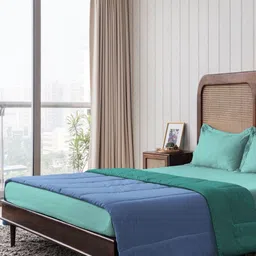 The Happy Pod Blue & Green Microfiber AC Room 150 GSM Double Bed Comforter-image-100