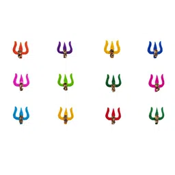 Comet Busters 12 Pcs Embellished Reusable Trishul-Shaped Designer Bindis - Multicoloured image 2
