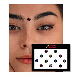Comet Busters 12 Pcs Embellished Reusable Designer Bindis - Multicoloured image 3