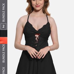 FIMS Pack Of 2 Self Design Shoulder Straps Net Baby Doll-image-56