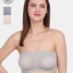 Amour Secret Set Of 3 Grey & Nude-Coloured Non Padded & Non Wired Solid Bandeau Bra-image-24